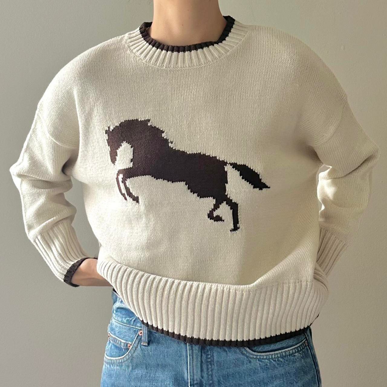 CREAM AND BROWN SWEATER